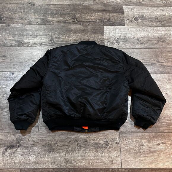 Vintage Army MA-1 Flight Black Intermediate Bomber Jacket Reversible Mens Sz XL - Picture 8 of 9